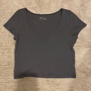 Aerie Dark Gray Scoop Notch Tight T shirt